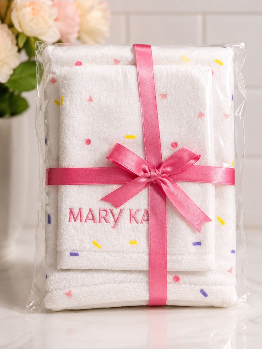 Mary Kay Cotton Hand Washcloth & Towel Set New